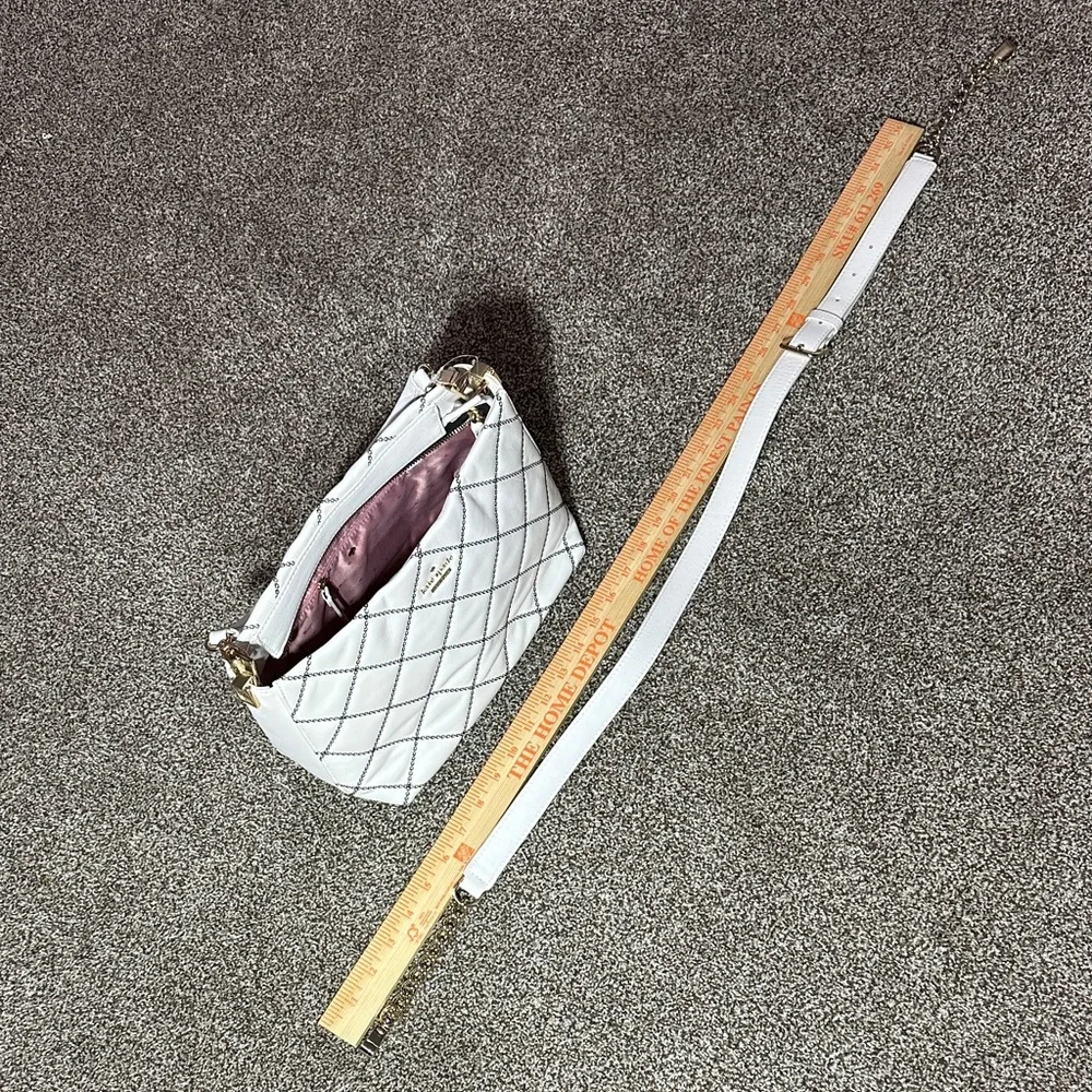 kate spade White Quilted Leather Shoulder Bag with Gold Hardware